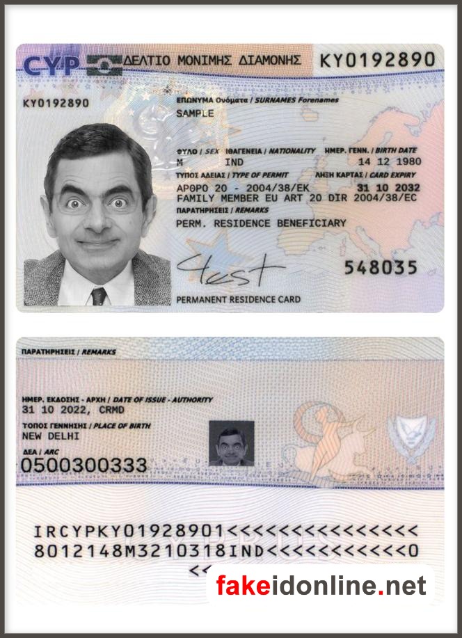 Cyprus Resident Card Vector Design